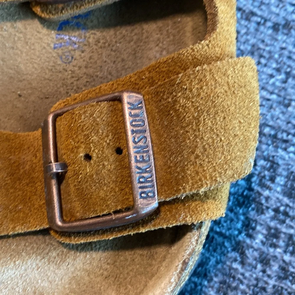 Birkenstock Men's Two-Strap Suede Sandals in Tan - Picture 2 of 7